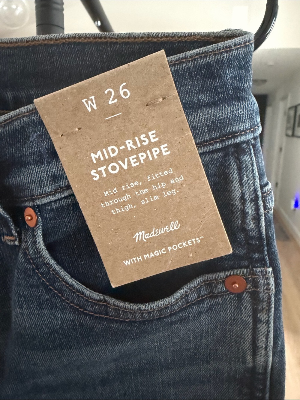 Madewell Slim Mid-Rise Stovepipe Jeans in Dark Blue Wash - Picture 1 of 4
